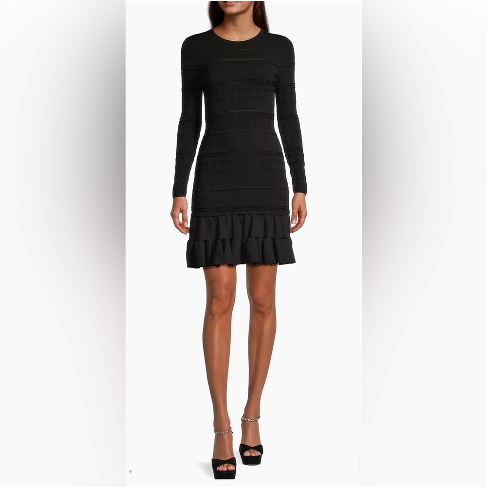 Milly NWT Petra Knit Ruffle Mermaid Black Dress Size Medium